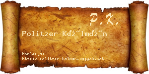 Politzer Kálmán névjegykártya